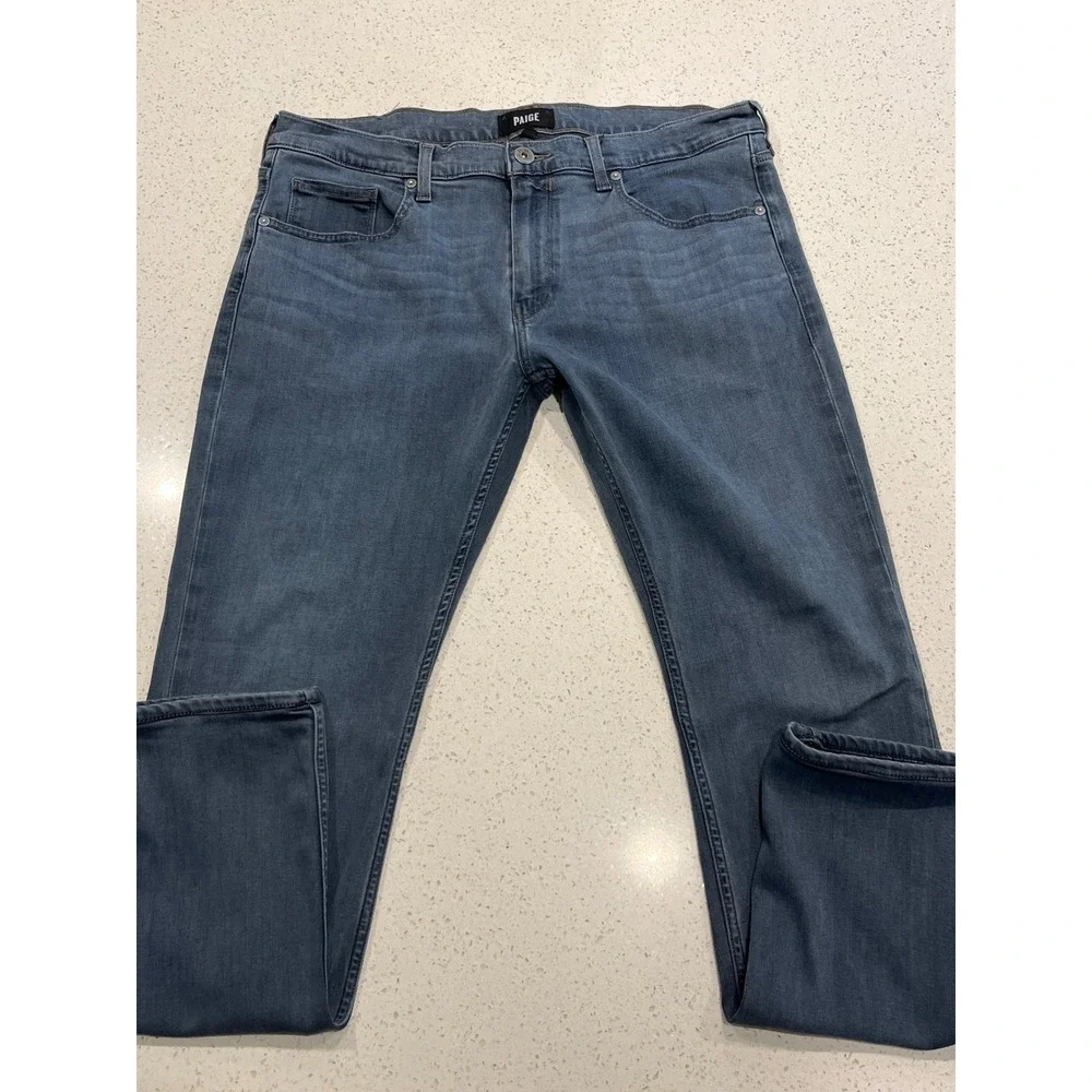 PAIGE Federal Slim Straight Leg Jeans Mens 34 Blue Transcend Denim Pants